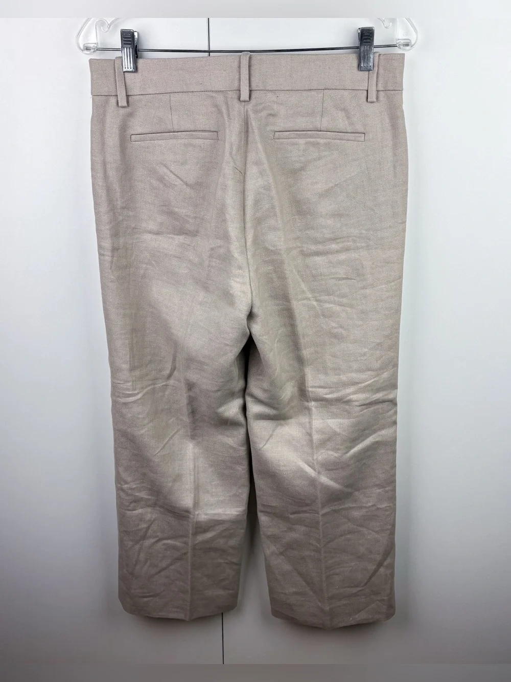 J. Crew Peyton Pant Stretch Linen Flax Beige NEW 6 Wide Leg Trouser Crop Cream